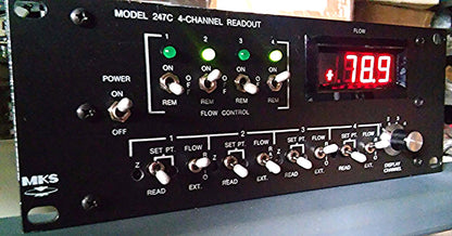 MKS 247C FOUR CHANNEL MASS FLOW CONTROLLER POWER SUPPLY AND READOUT /WATCH VIDEO