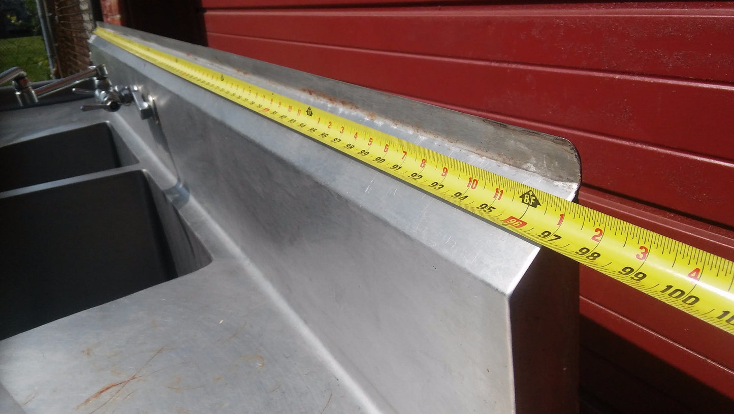 AERO 2 BOWL COMMERCIAL KITCHEN STEEL SINK 97w X 30.5d X 36"h FAUCET DRAIN PIPING