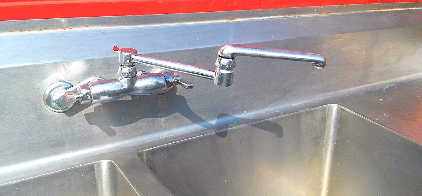 AERO 2 BOWL COMMERCIAL KITCHEN STEEL SINK 97w X 30.5d X 36"h FAUCET DRAIN PIPING