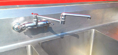 AERO 2 BOWL COMMERCIAL KITCHEN STEEL SINK 97w X 30.5d X 36"h FAUCET DRAIN PIPING