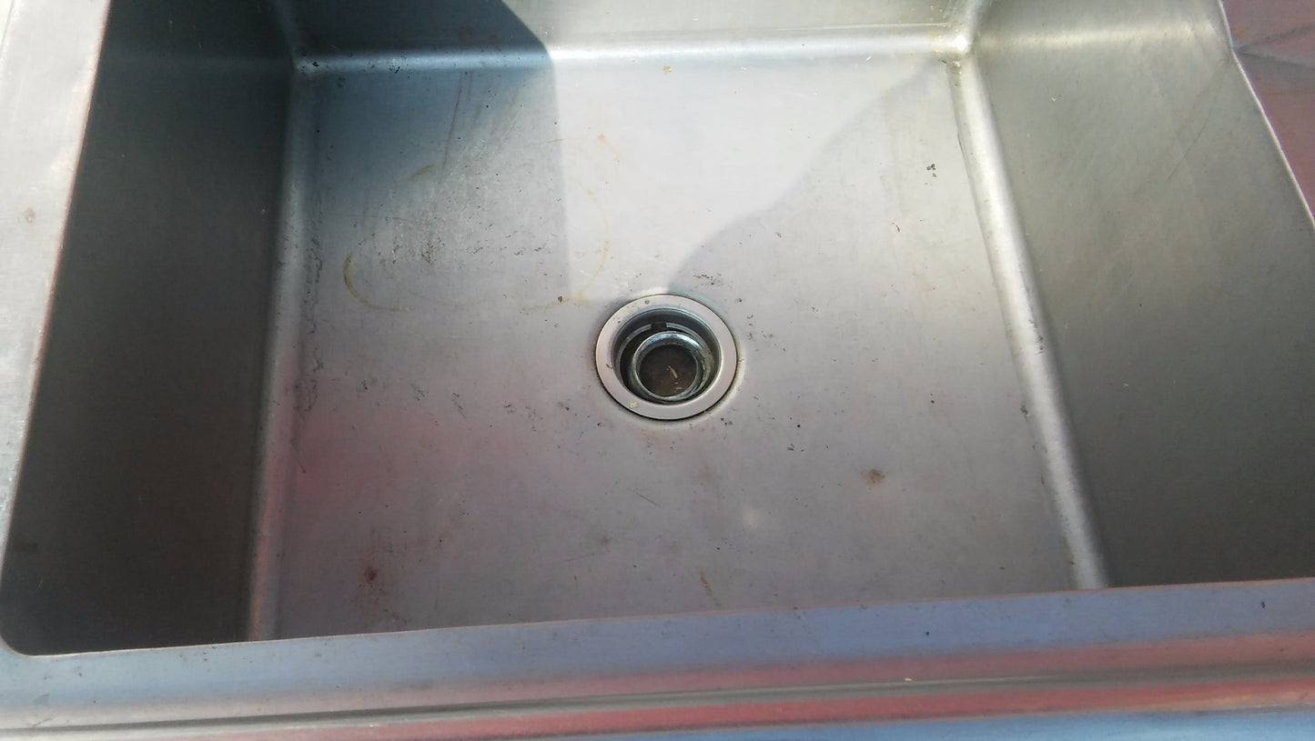 AERO 2 BOWL COMMERCIAL KITCHEN STEEL SINK 97w X 30.5d X 36"h FAUCET DRAIN PIPING