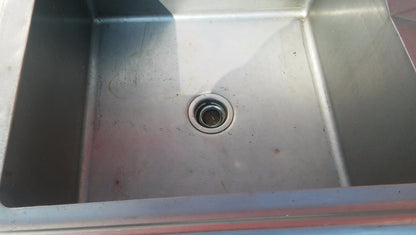 AERO 2 BOWL COMMERCIAL KITCHEN STEEL SINK 97w X 30.5d X 36"h FAUCET DRAIN PIPING