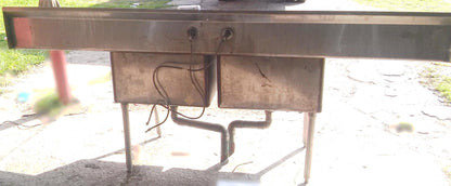 AERO 2 BOWL COMMERCIAL KITCHEN STEEL SINK 97w X 30.5d X 36"h FAUCET DRAIN PIPING