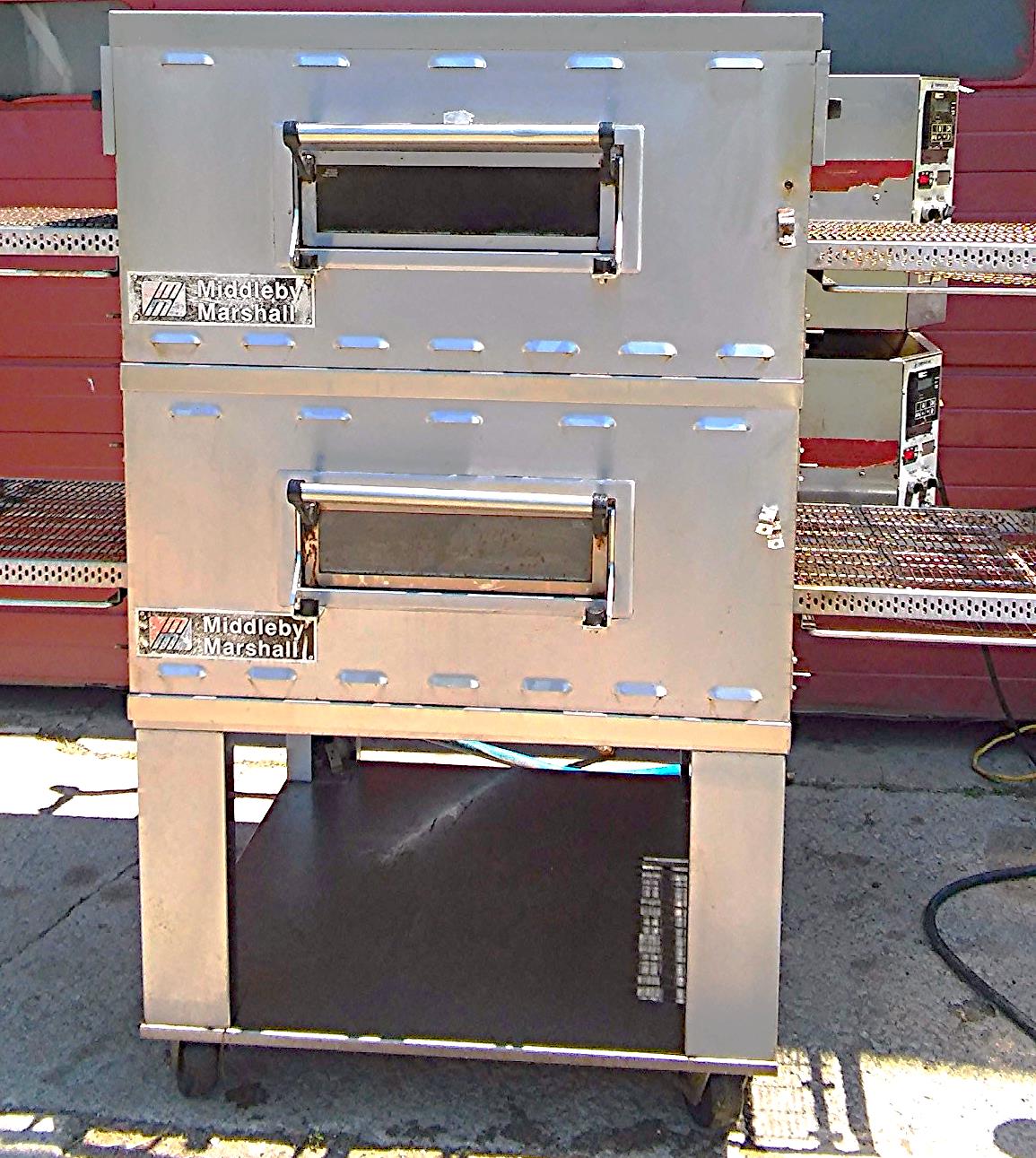 MIDDLEBY MARSHALL PS536 GS CONVEYOR PIZZA BAKE OVEN GAS TWOSTACK OVENS ON WHEELS