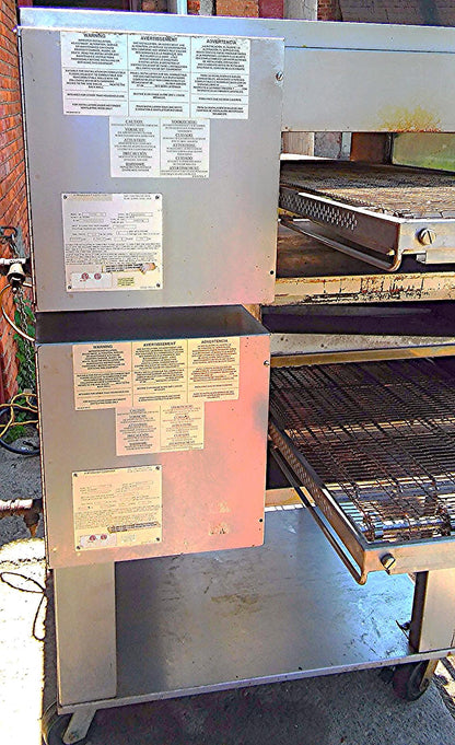 MIDDLEBY MARSHALL PS536 GS CONVEYOR PIZZA BAKE OVEN GAS TWOSTACK OVENS ON WHEELS
