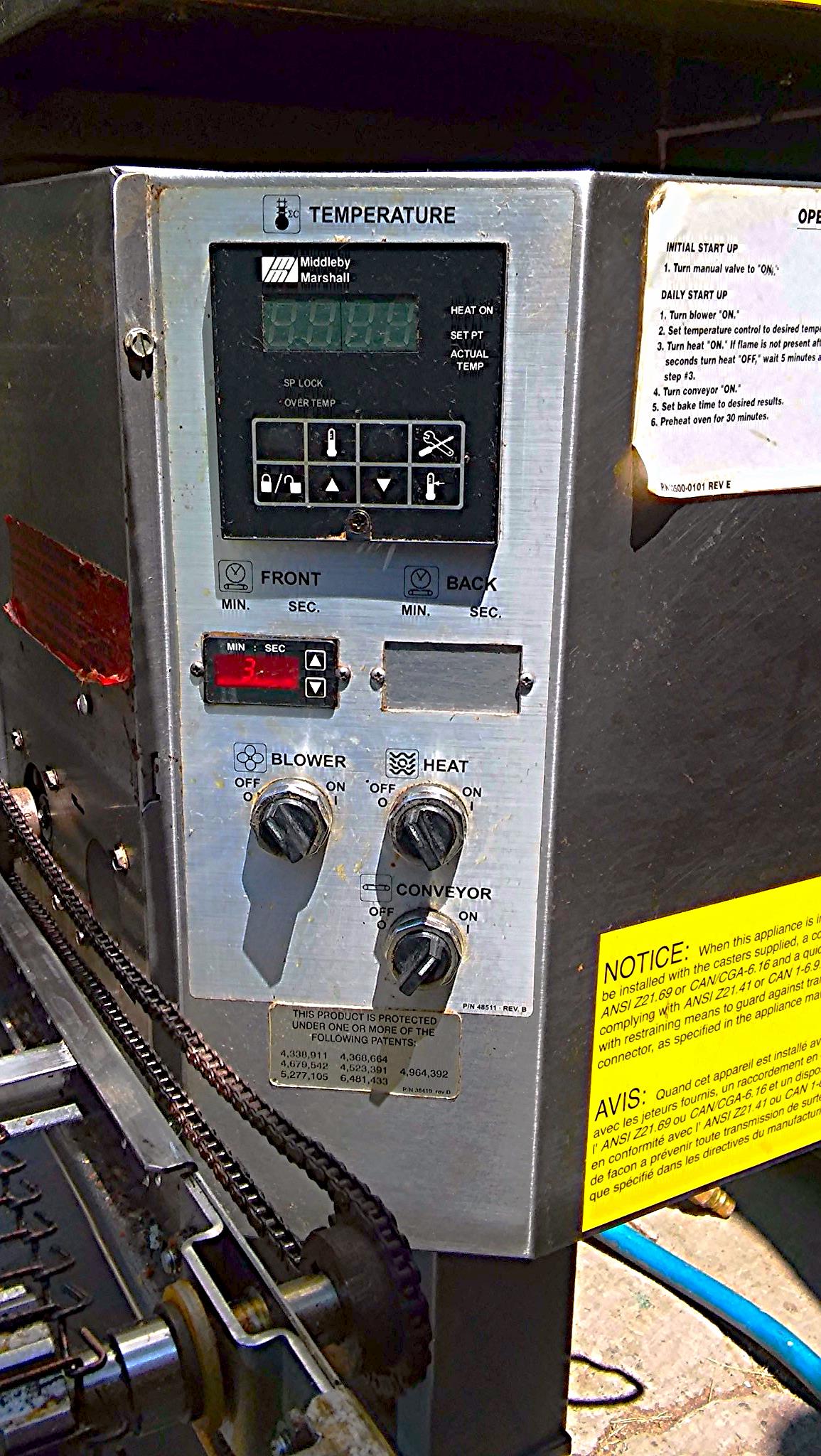 MIDDLEBY MARSHALL PS536 GS CONVEYOR PIZZA BAKE OVEN GAS TWOSTACK OVENS ON WHEELS