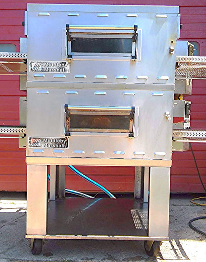 MIDDLEBY MARSHALL PS536 GS CONVEYOR PIZZA BAKE OVEN GAS TWOSTACK OVENS ON WHEELS