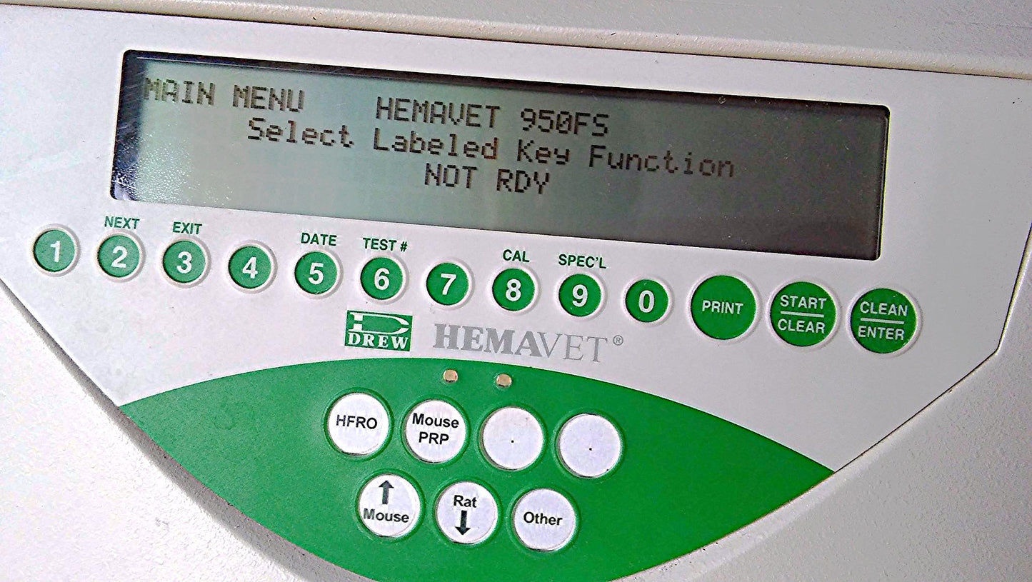 DREW SCIENTIFIC MASCOT HEMAVET 950 VETERINARY HEMATOLOGY ANALYZER / WATCH VIDEO