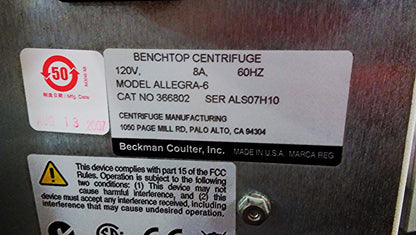 ALLEGRA 6 CENTRIFUGE & ROTOR REFURBISHED 120DAY WARRANTY WATCH VIDEO FREESHIP