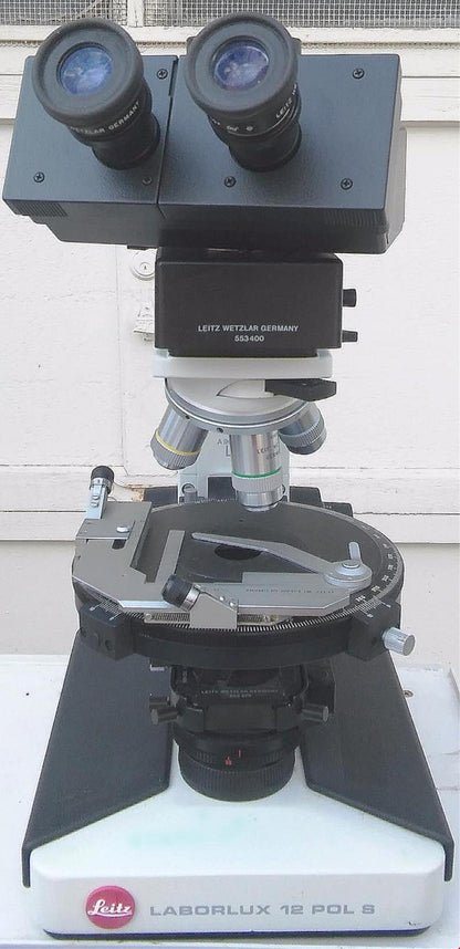 LEICA LEITZ LABORLUX 12 POL S TRINOCULAR POLARIZING MICROSCOPE STAGE WATCH VIDEO