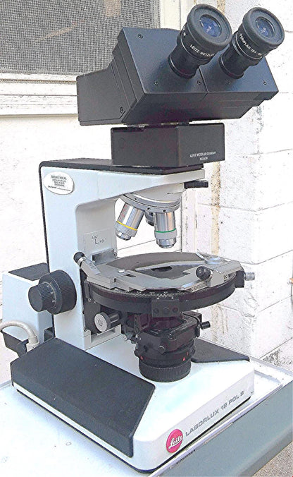 LEICA LEITZ LABORLUX 12 POL S TRINOCULAR POLARIZING MICROSCOPE STAGE WATCH VIDEO