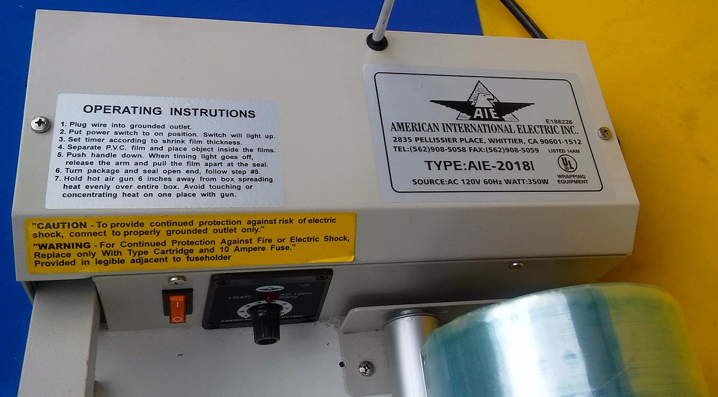 AMERICAN INTERNATIONAL ELECTRIC AIE2018i BAR SEALER HEAT GUN SHRINKWRAP FREESHIP