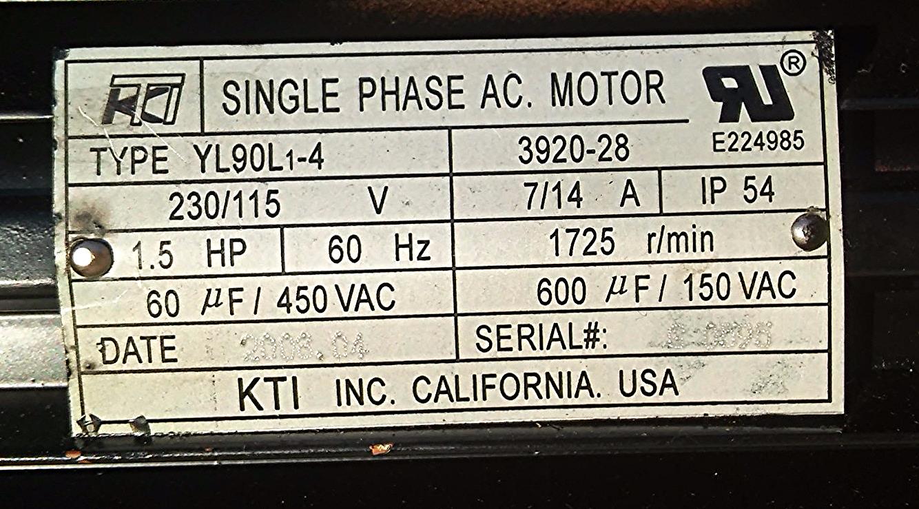 KTI TYPE YL90L 1-4 MOTOR with FEDERAL FLUID POWER BEODBFAC HYDRAULIC  FREE SHIP