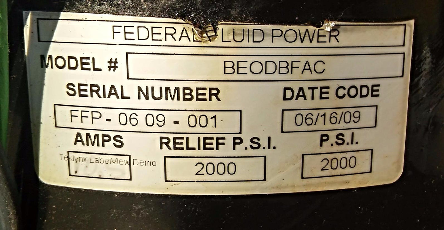 KTI TYPE YL90L 1-4 MOTOR with FEDERAL FLUID POWER BEODBFAC HYDRAULIC  FREE SHIP