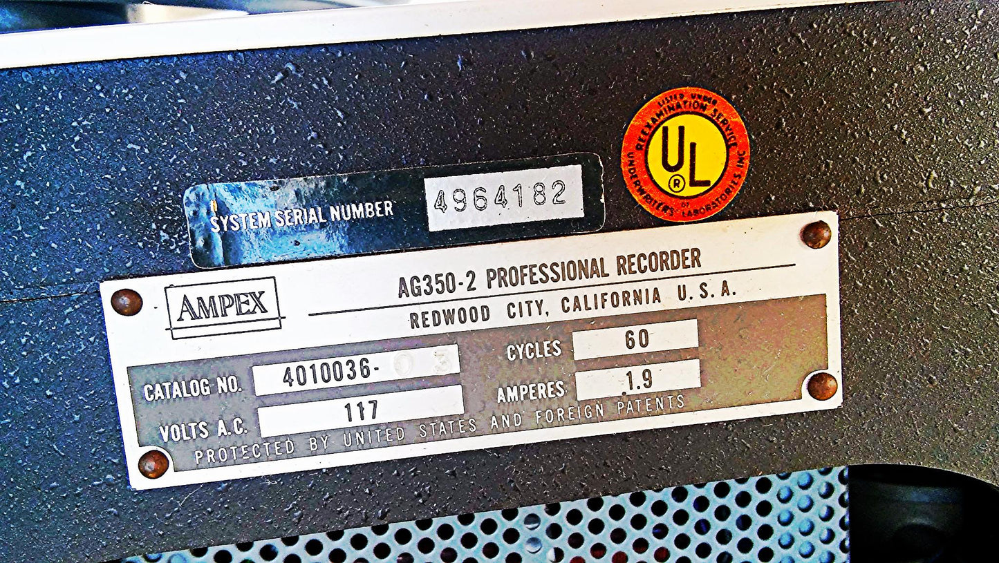 AMPEX AG 350-2 REEL RECORDER PREAMP s 401 402 WORKs PERFECTLY WATCHVIDEO