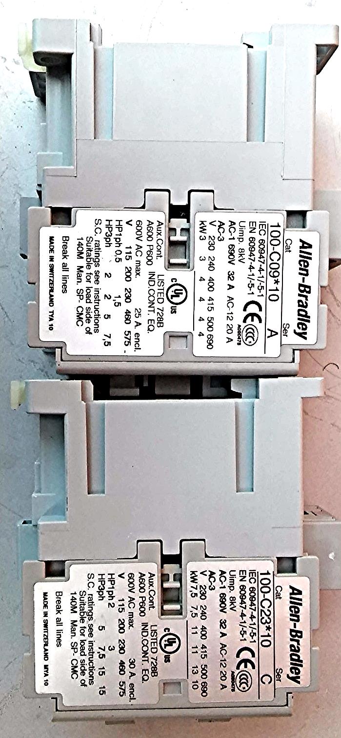 Two ALLEN BRADLEY CAT 100-C09*10 SERIAL A 600V FREESHIPPING