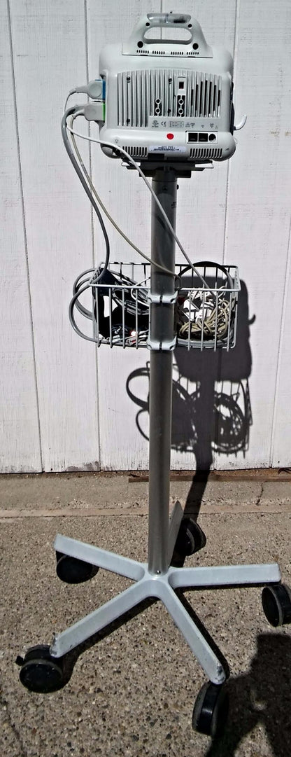 GE DASH 3000 Vital Signs Monitor & STAND LEADS CUFF OXIMETER PRINTER WATCHVIDEO