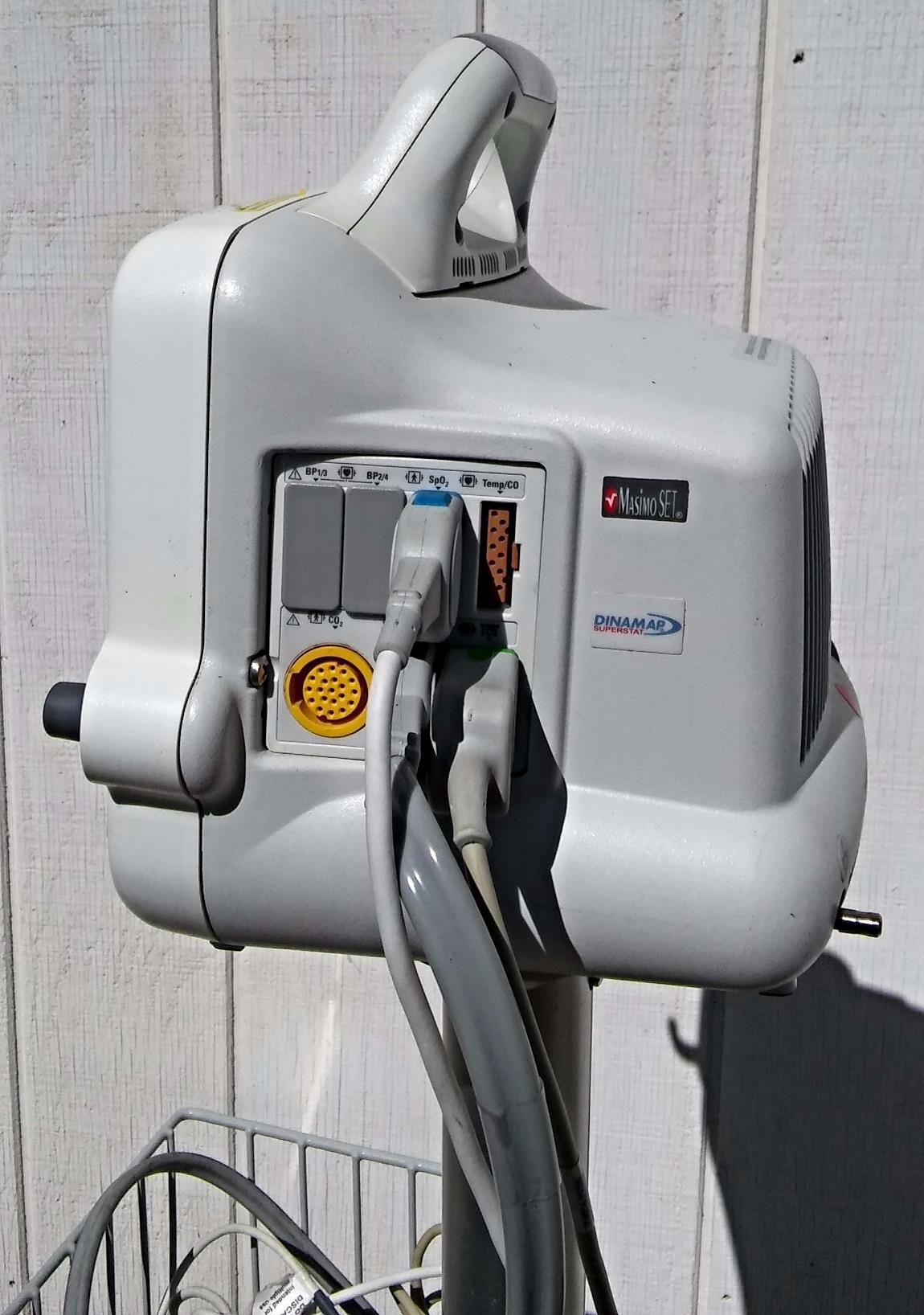 GE DASH 3000 Vital Signs Monitor & STAND LEADS CUFF OXIMETER PRINTER WATCHVIDEO