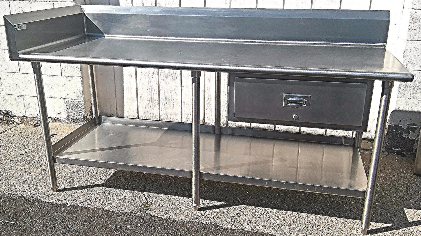 KEVRY 78x30x41 COMMERCIAL KITCHEN HEAVY STEEL PREP TABLE DRAWER TOP BOTTOM SHELF
