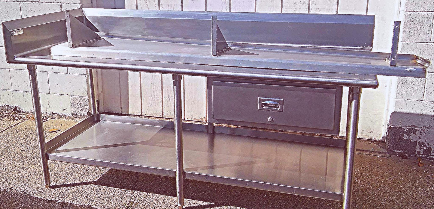 KEVRY 78x30x41 COMMERCIAL KITCHEN HEAVY STEEL PREP TABLE DRAWER TOP BOTTOM SHELF