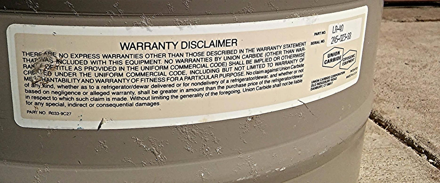 UNION CARBIDE 12 Gallon LR-40CRYOGENIC TANK COMPLETE ALL 6 INSERTS FREE SHIPPING