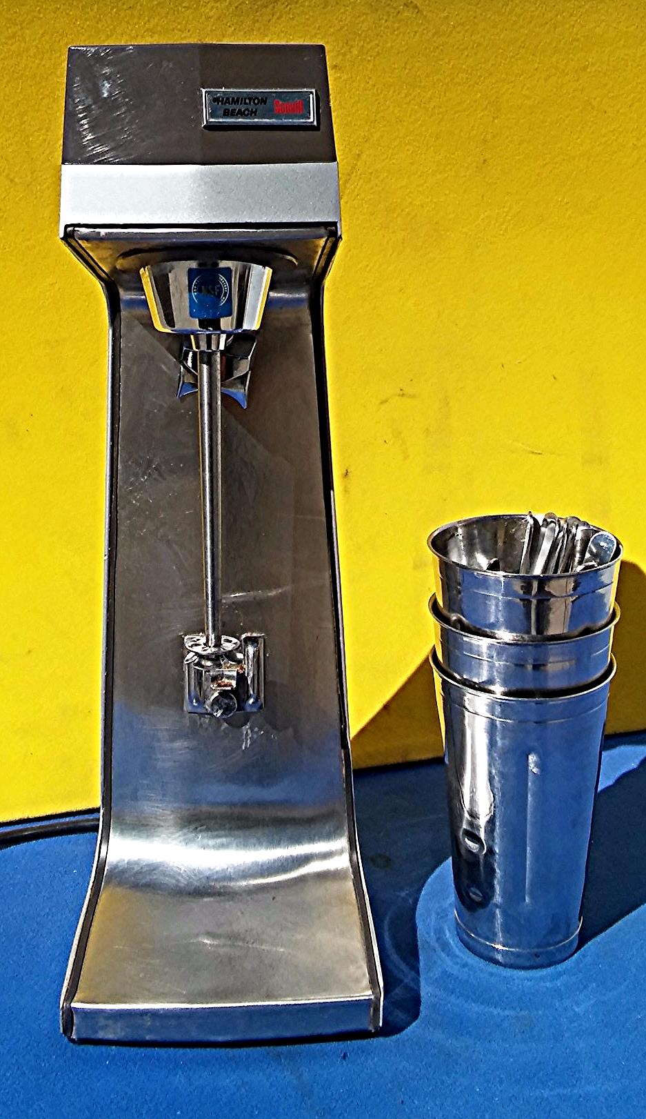 HAMILTON BEACH COMMERCIAL 3 SPEED MALT MILK SHAKER DRINK MIXER 936 + CUPS SPOONS