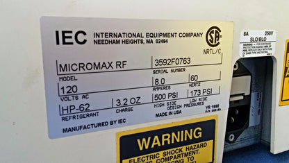IEC MICROMAX RF CENTRIFUGE FOR PARTS FREE SHIP