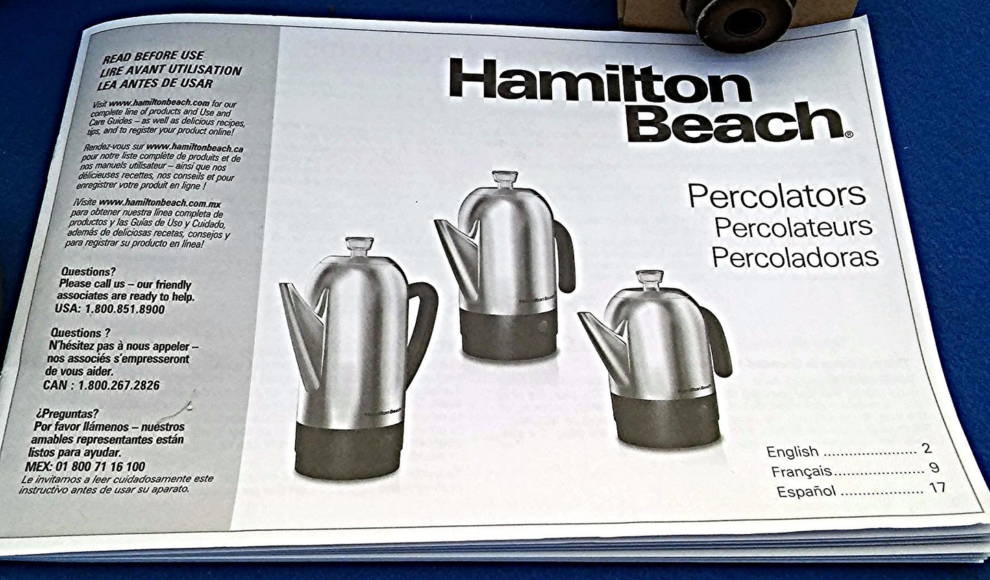 HAMILTON BEACH Model 40622 12 CUP PERCOLATOR KETTLE  40622 FREE SHIP