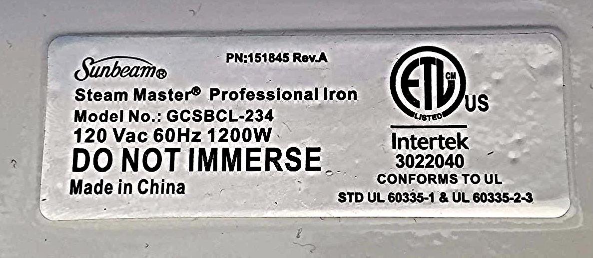 SUNBEAM MASTER PROFESSIONAL IRON GCSBCL-234 FREE SHIP