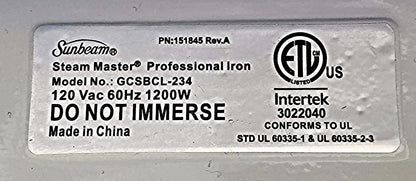 SUNBEAM MASTER PROFESSIONAL IRON GCSBCL-234 FREE SHIP