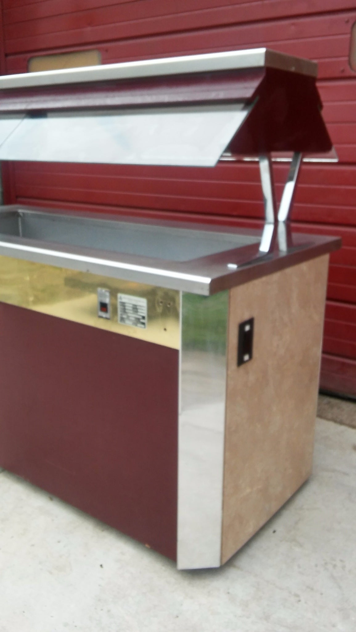 ATLAS METAL IND SET-N-SERVE ICED SALAD FOOD COLD BAR BUFFET 2 SIDE TRAY & HOOD j