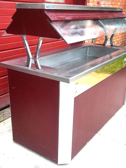 ATLAS METAL IND SET-N-SERVE ICED SALAD FOOD COLD BAR BUFFET 2 SIDE TRAY & HOOD j