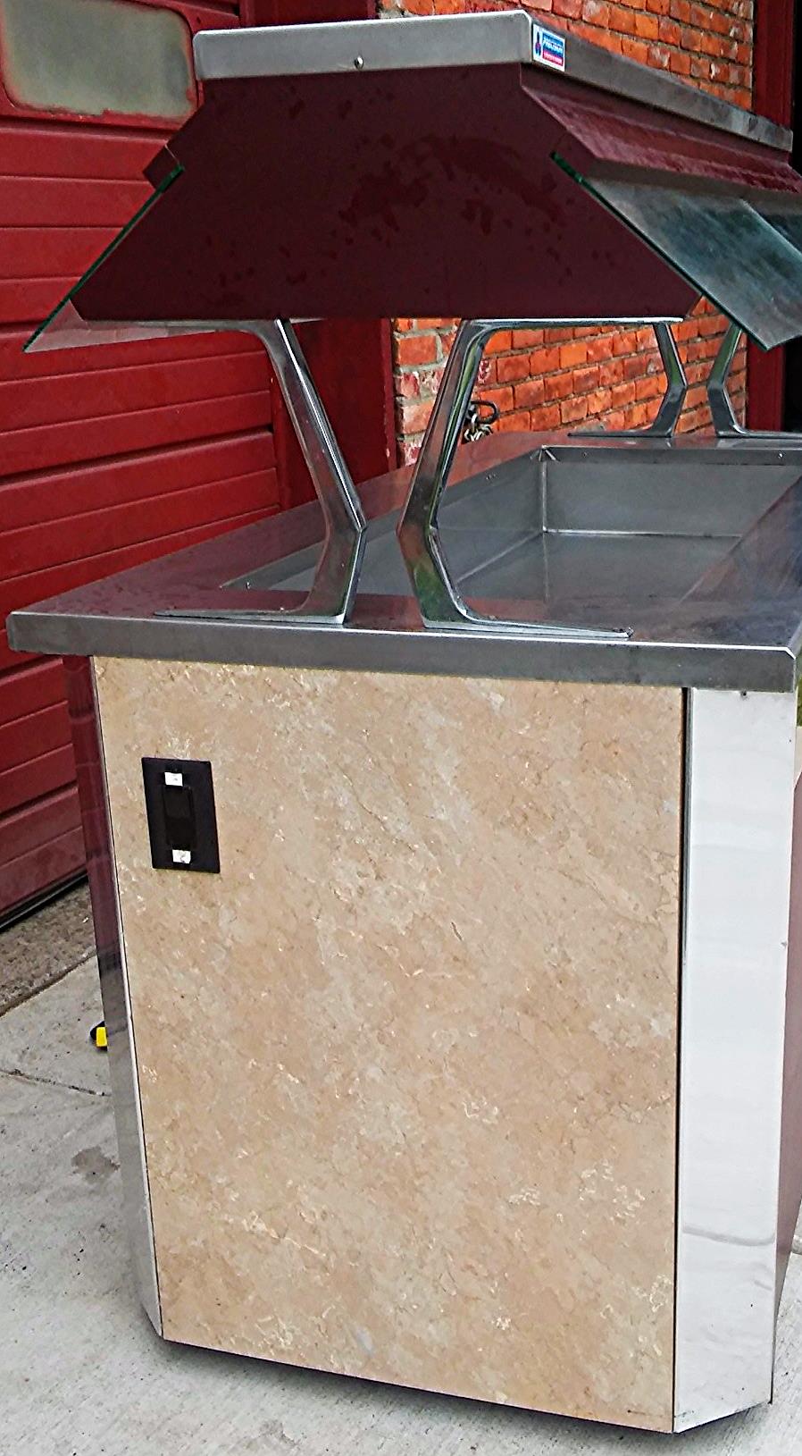 ATLAS METAL IND SET-N-SERVE ICED SALAD FOOD COLD BAR BUFFET 2 SIDE TRAY & HOOD j