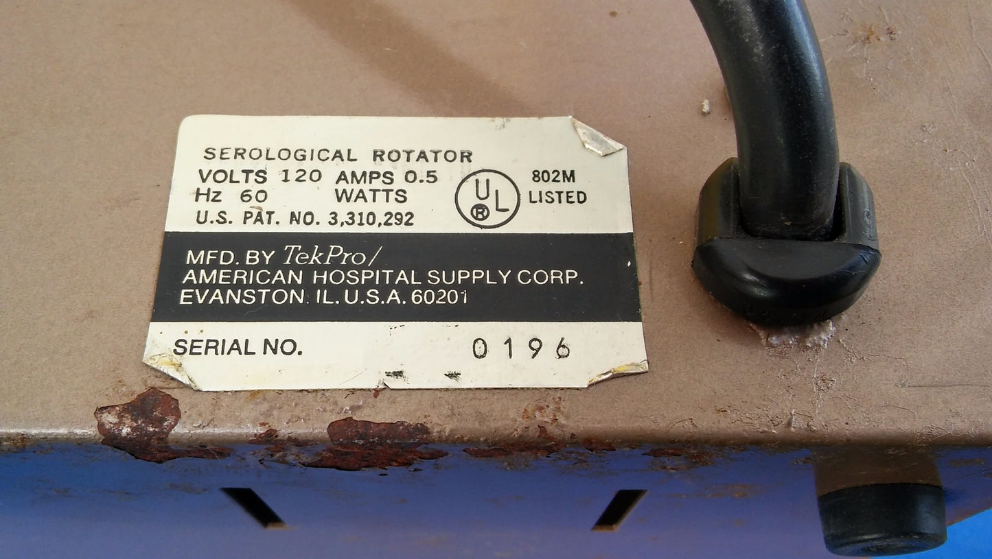 TEKTATOR SEROLOGICAL ROTATOR MODEL R1138 FREE SHIP