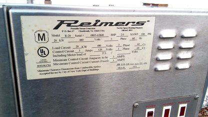 REIMERS ELECTRA STEAM ELECTRIC BOILER STEAMER R-20 PERFECT CONDIT FREE SHIPPING