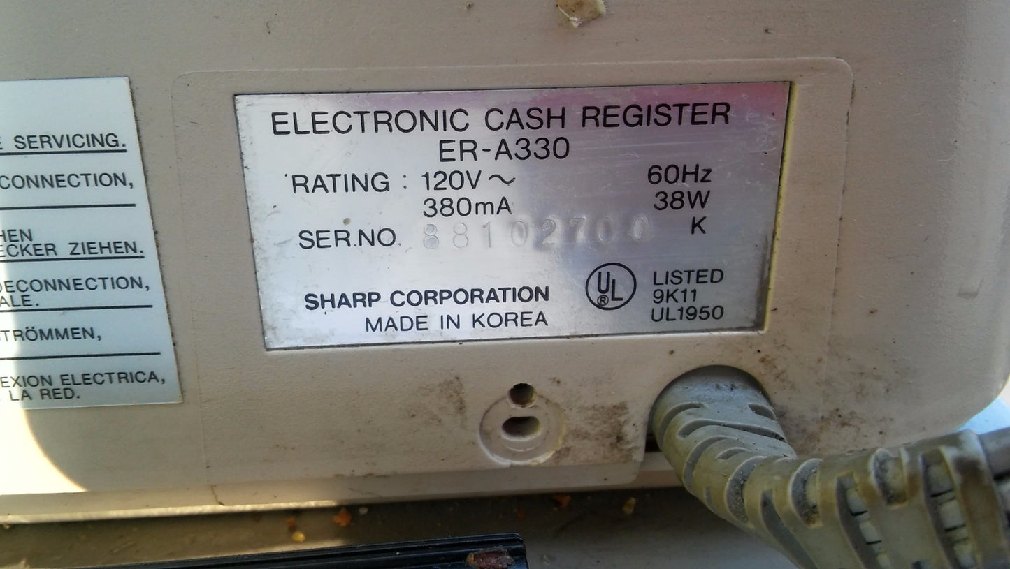 SHARP ER-A330 CASH REGISTER WORKING PERFECTLY FREE SHIP