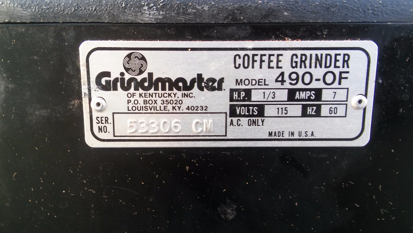 GRINDMASTER PROFESSIONAL COFFEE GRINDER 490-OF WORKING PERFECTLY FREE SHIP