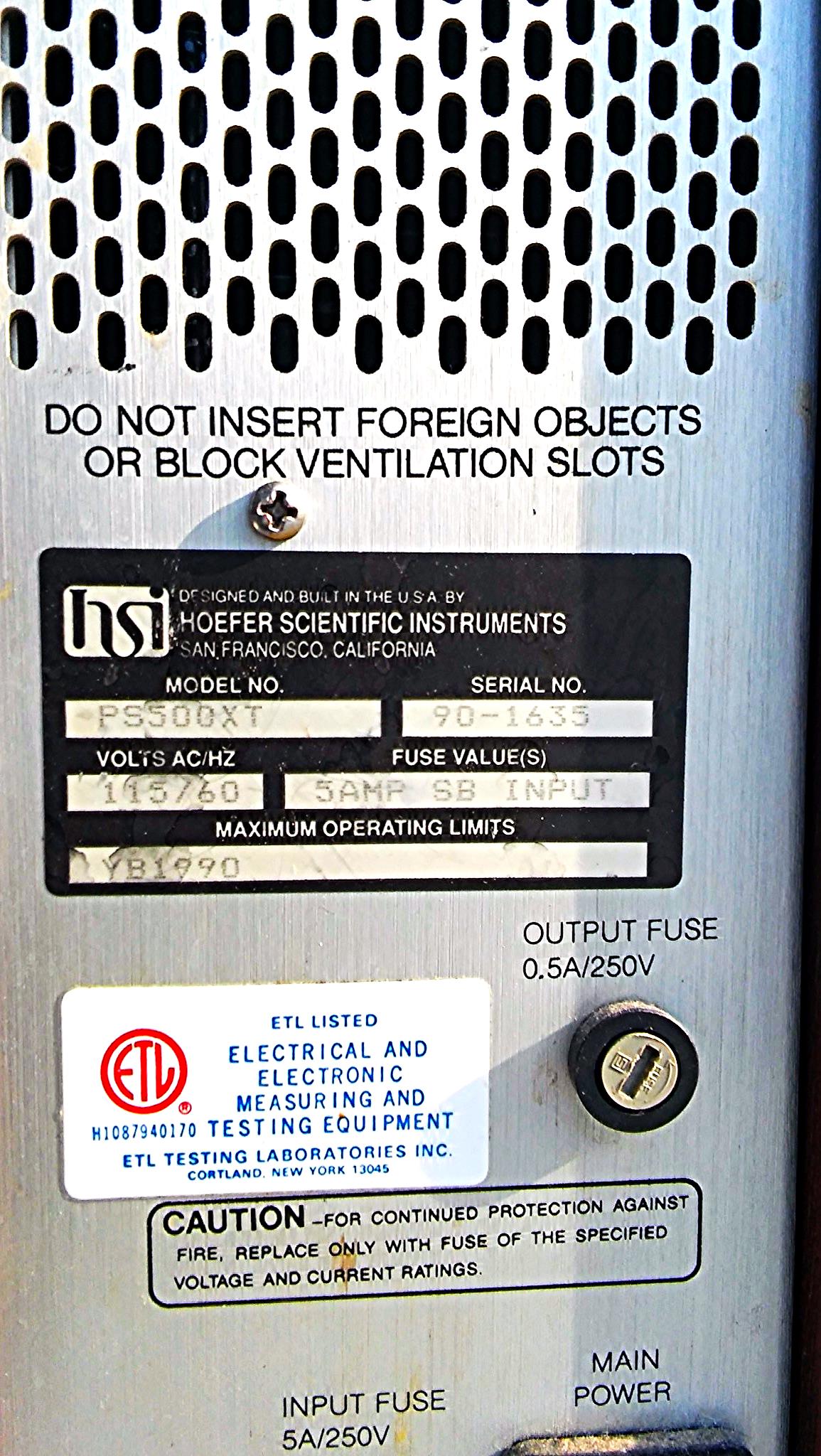 HOEFER PS500XT VARIABLE DC POWER SUPPLY 500V 200W Electrophoresis 100% FREE SHIP