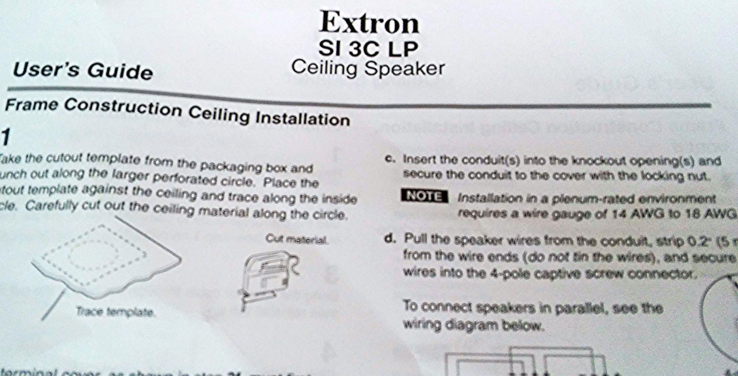 EXTRON SI 3C LP CEILING SPEAKER (s) SYSTEM INTEGRATOR BRAND NEW FREESHIP MANUAL