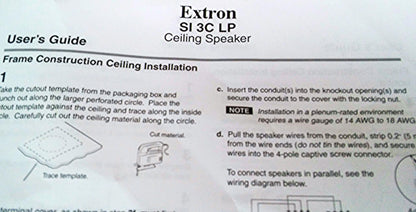 EXTRON SI 3C LP CEILING SPEAKER (s) SYSTEM INTEGRATOR BRAND NEW FREESHIP MANUAL