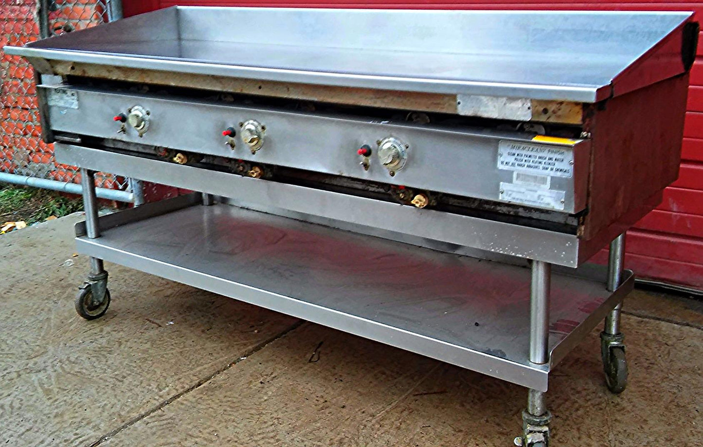 KEATING MIRACLEAN 72BL-G GAS GRILL GRIDDLE 72 x 30 & STAND ON WHEELS FREE SHIP