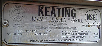 KEATING MIRACLEAN 72BL-G GAS GRILL GRIDDLE 72 x 30 & STAND ON WHEELS FREE SHIP