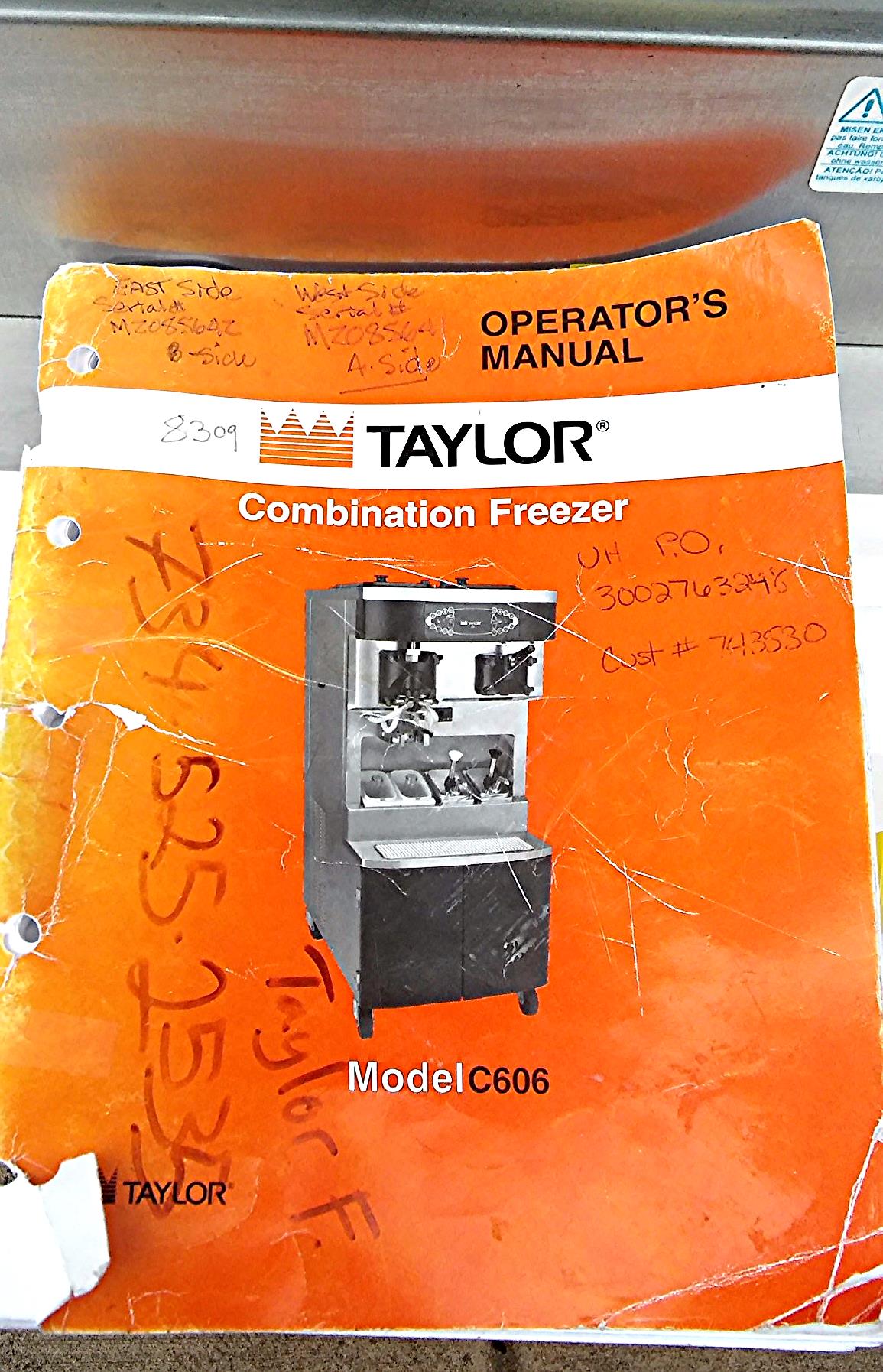 TAYLOR CROWN C606-27 YOGURT ICE CREAM SHAKE SOFT FREEZER WHEELS MANUAL FREESHIP