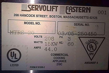 PIPER SERVOLIFT MTRS-20 RETHERMALIZER CABINET KITCHEN CONVECTION STEAMER WARMER