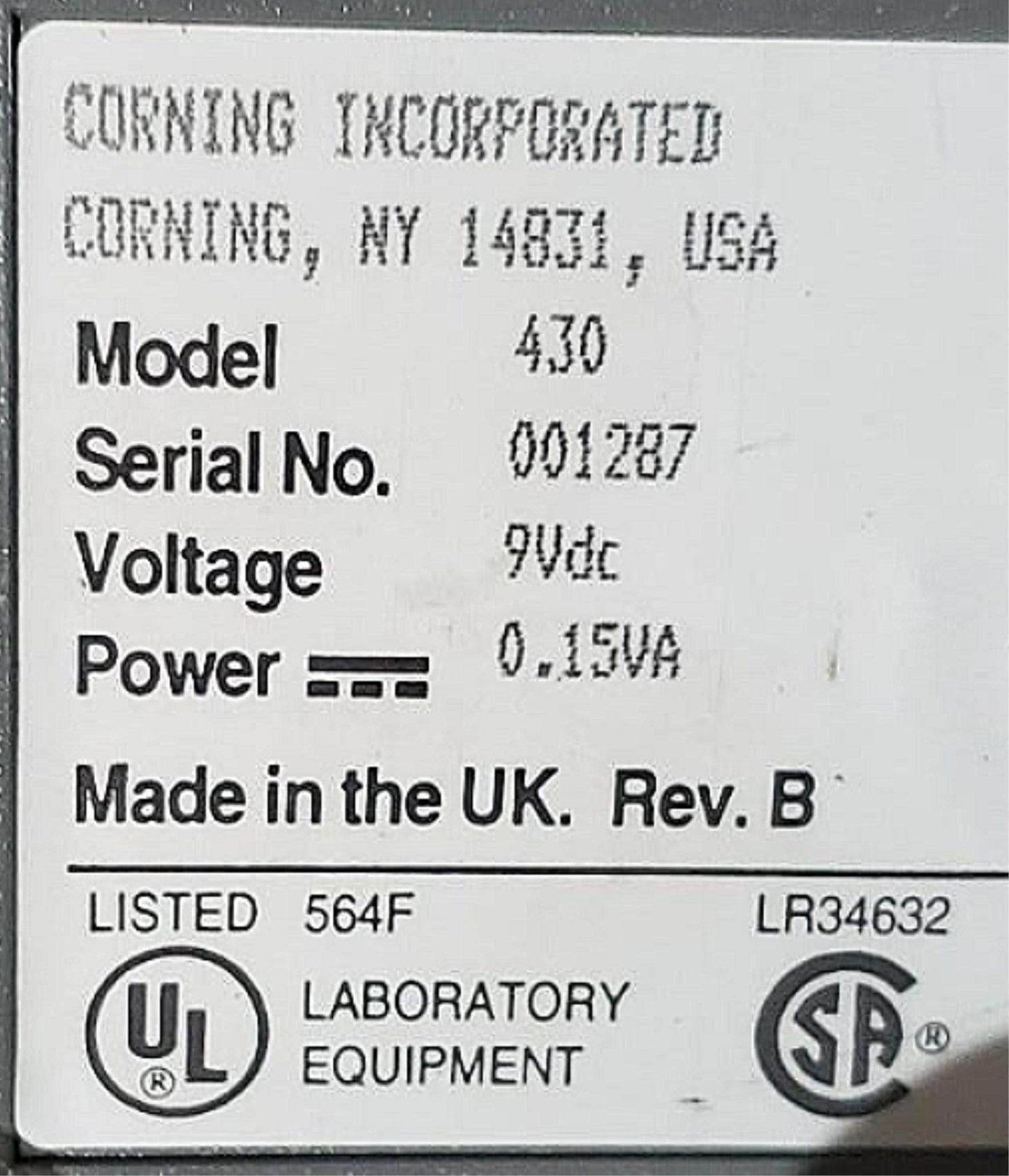 CORNING MODEL 430 PH METER with ELECTRODE MV MEASUREMENTS 100% WORKING FREESHIP