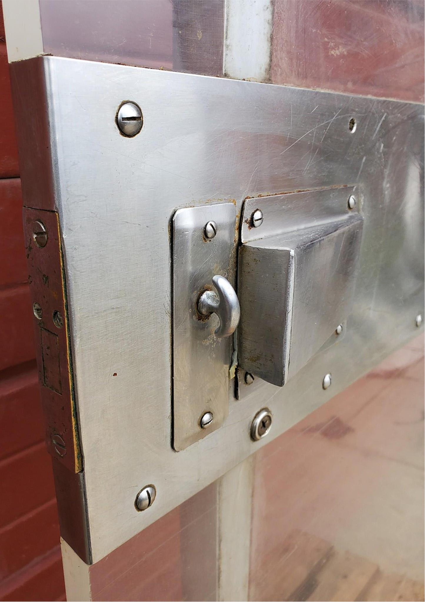 RARE VINTAGE INDUSTRIAL DESIGN STEAMPUNK ARCHITECTURE FREEZER DOOR FREESHIPPING