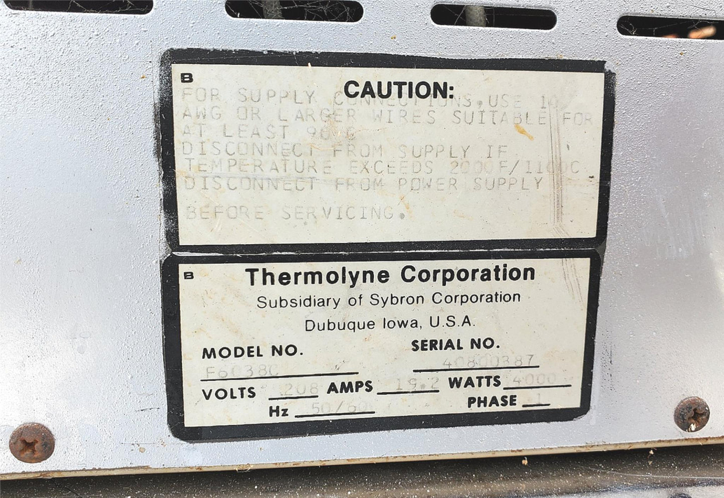 SYBRON BARNSTEAD THERMOLYNE TYPE 6000 ASHING MUFFLE FURNACE 975°C WATCH VIDEO