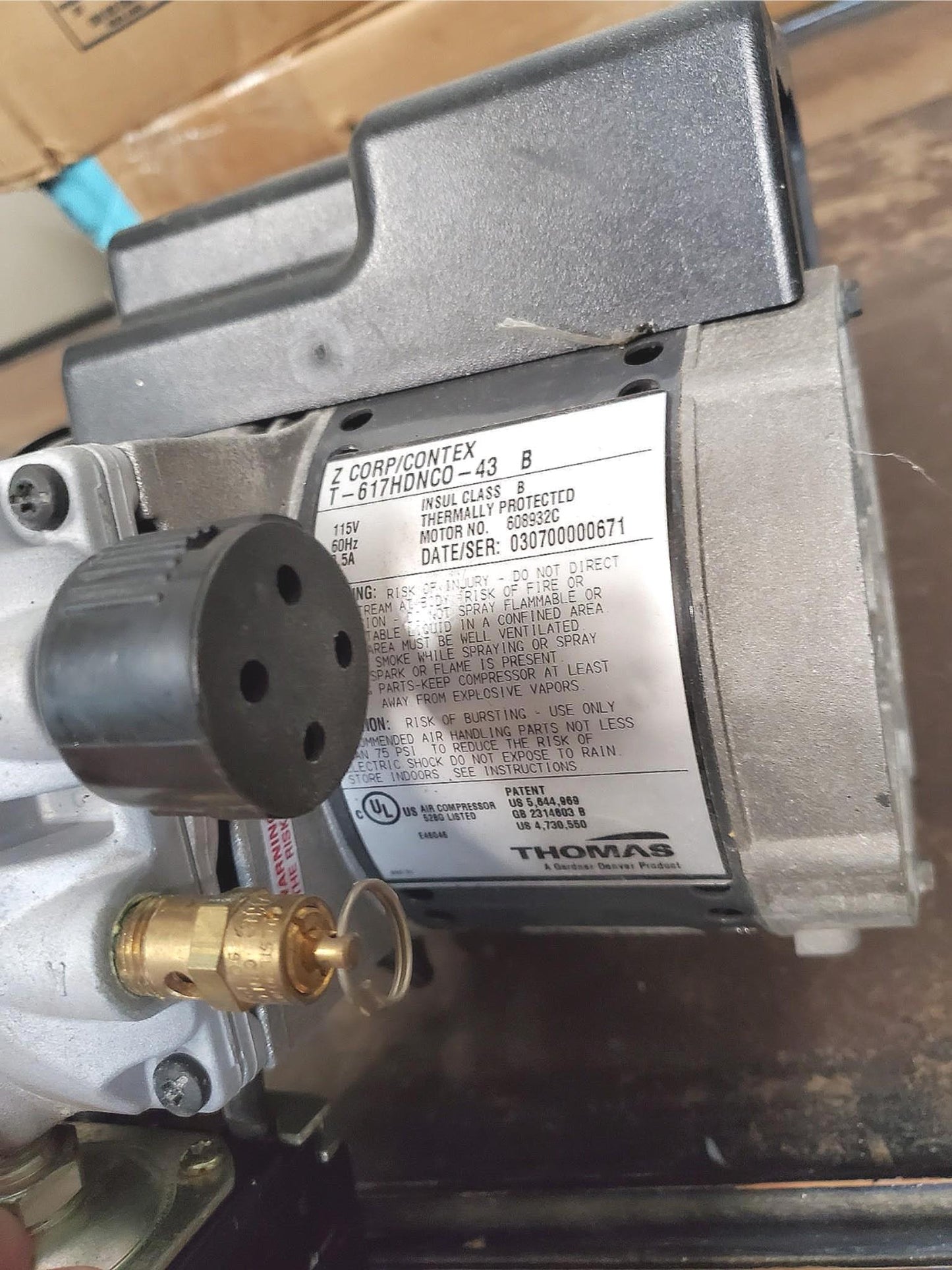 THOMAS T617HDN 125 PSI HUBBELL55S0215 PRESSURE VACUUM PUMP WATCH VIDEO FREE SHIP