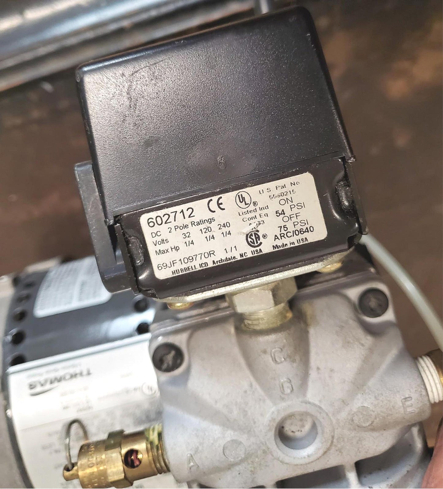 THOMAS T617HDN 125 PSI HUBBELL55S0215 PRESSURE VACUUM PUMP WATCH VIDEO FREE SHIP