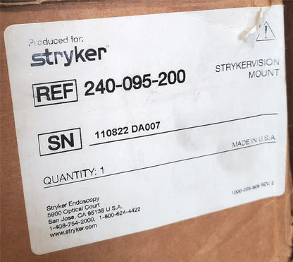 STRYKER STRYKERVISION MOUNT REF 240-095-200 ENDOSCOPY MONITOR ARM FREE SHIPPING